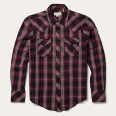 Red Marl Plaid Western Shirt Red | Stetson Men