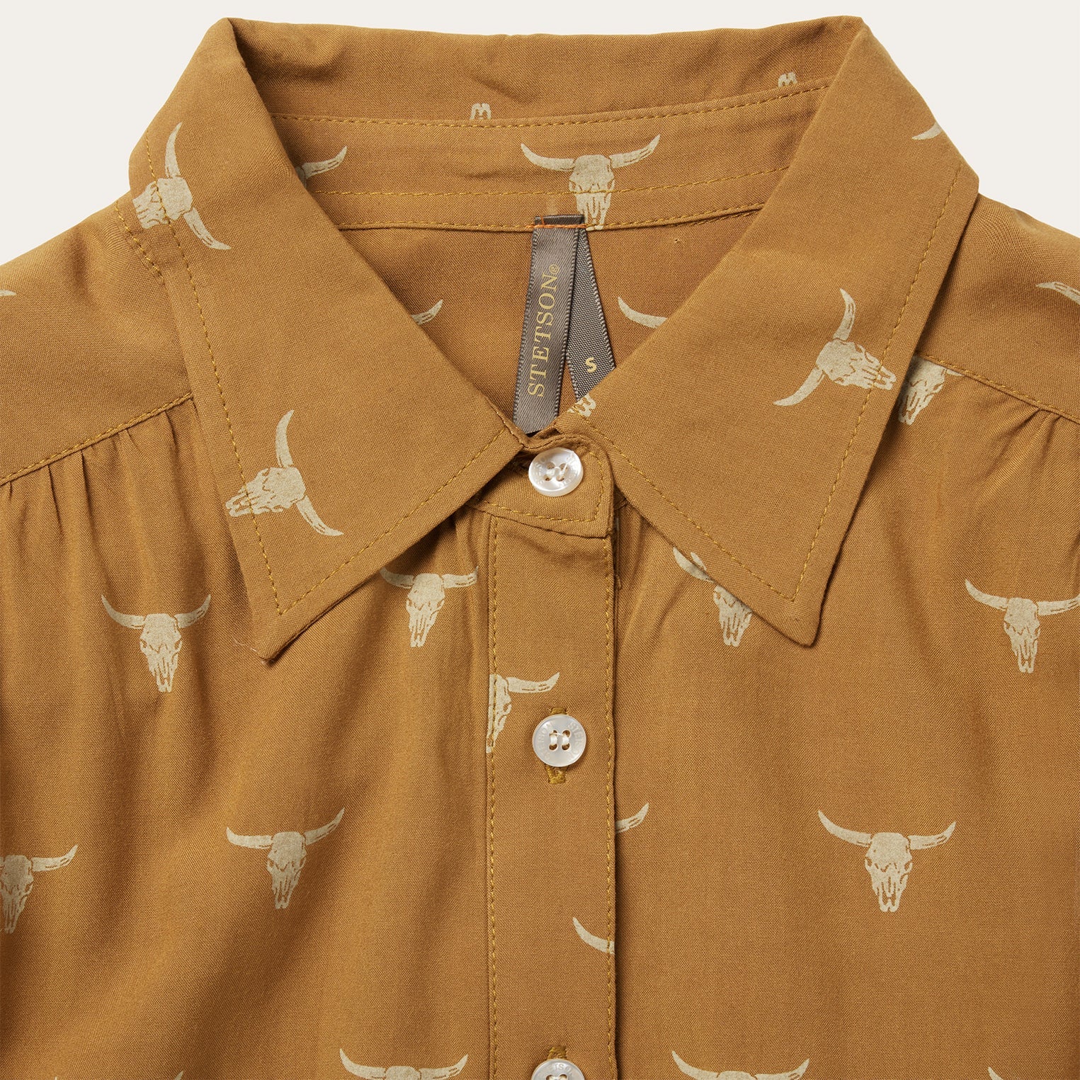Mojave Longhorn Print Poet Blouse Brown | Stetson Women
