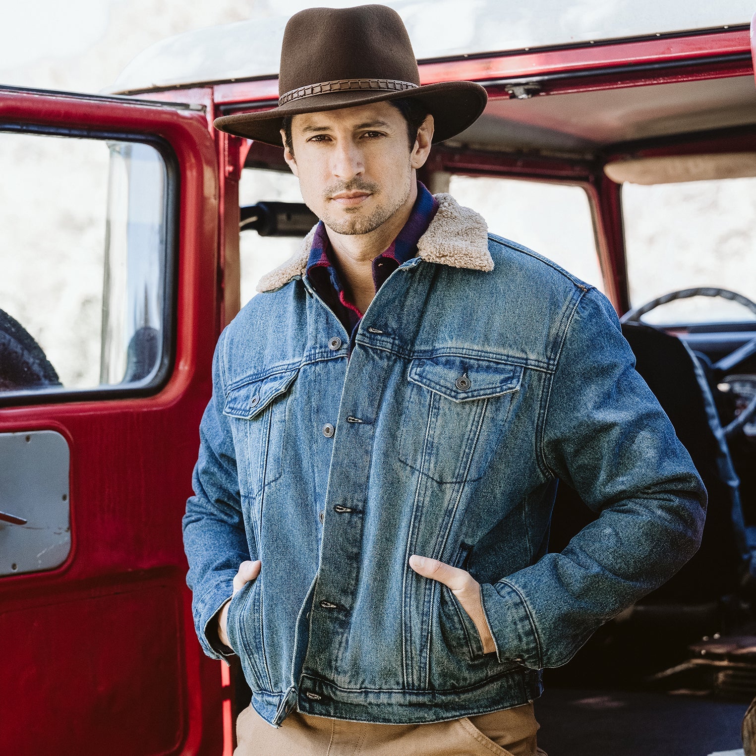Denim Sherpa Jacket Blue | Stetson Men