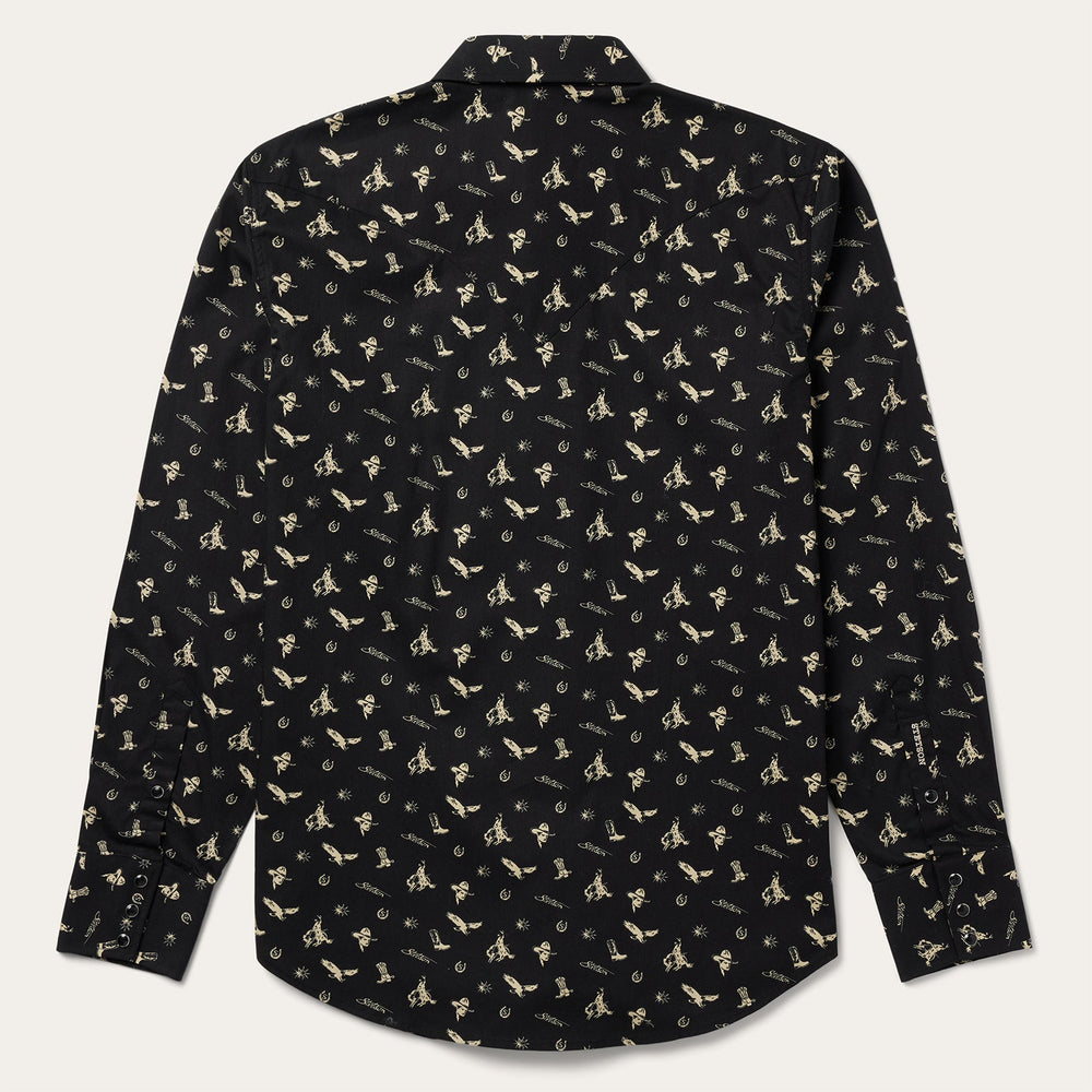 Conversation Print Western Shirt Black | Stetson Men