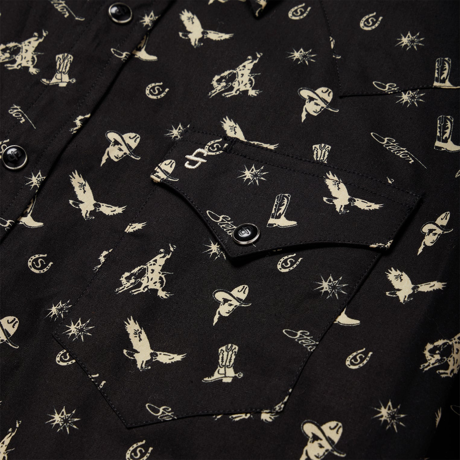 Conversation Print Western Shirt Black | Stetson Men