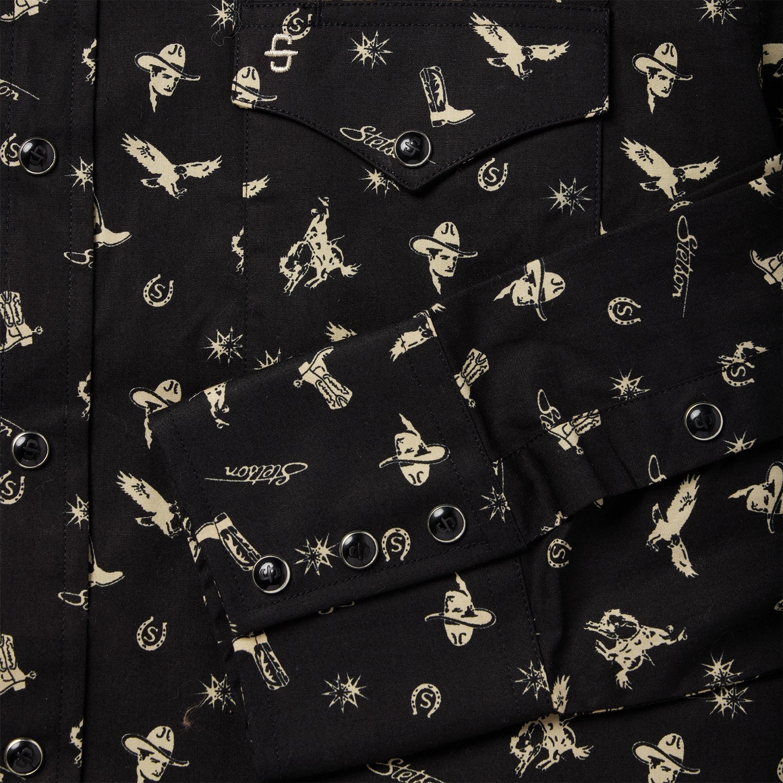 Conversation Print Western Shirt Black | Stetson Men