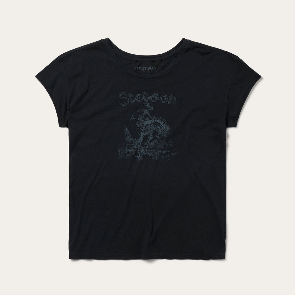 Bucking Cowboy Graphic Tee Black | Stetson Women