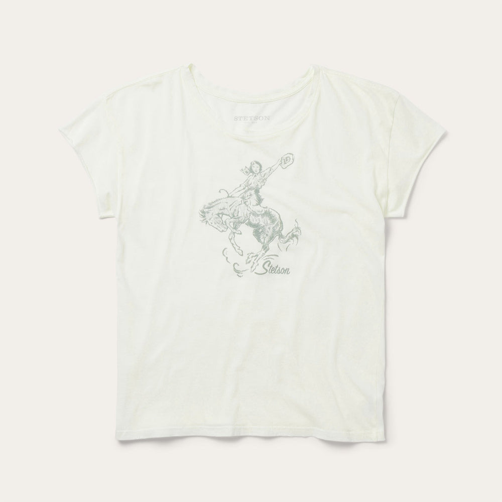 Bucking Cowgirl Graphic Tee White | Stetson Women