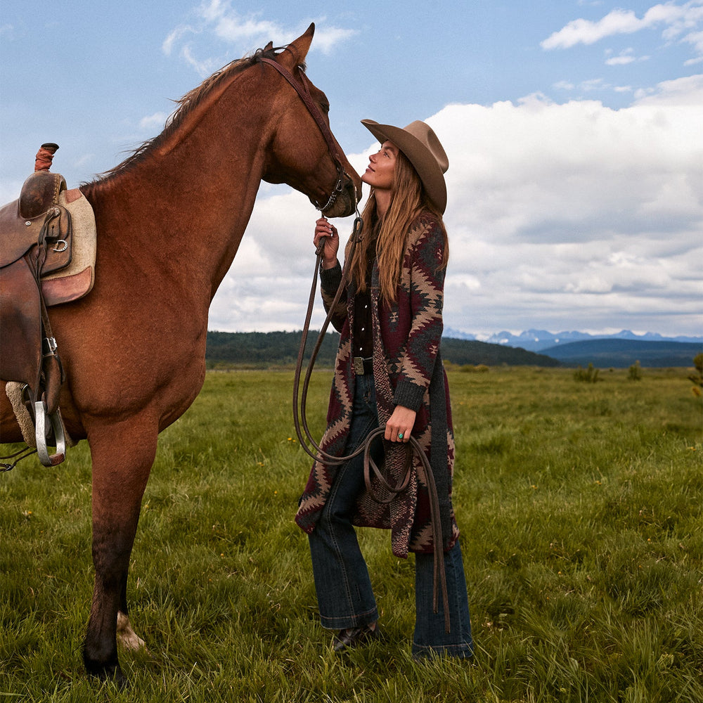 Aztec Duster Sweater Wine | Stetson Women