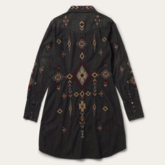 Embroidered Black Denim Shirt Dress Black | Stetson Women