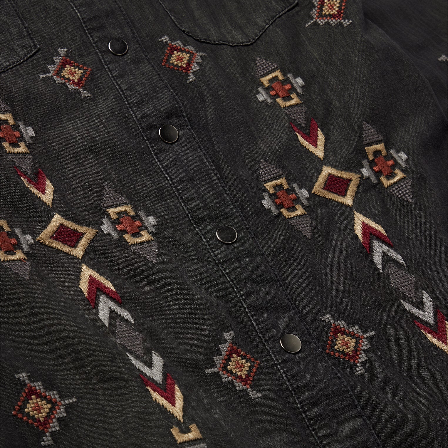 Embroidered Black Denim Shirt Dress Black | Stetson Women