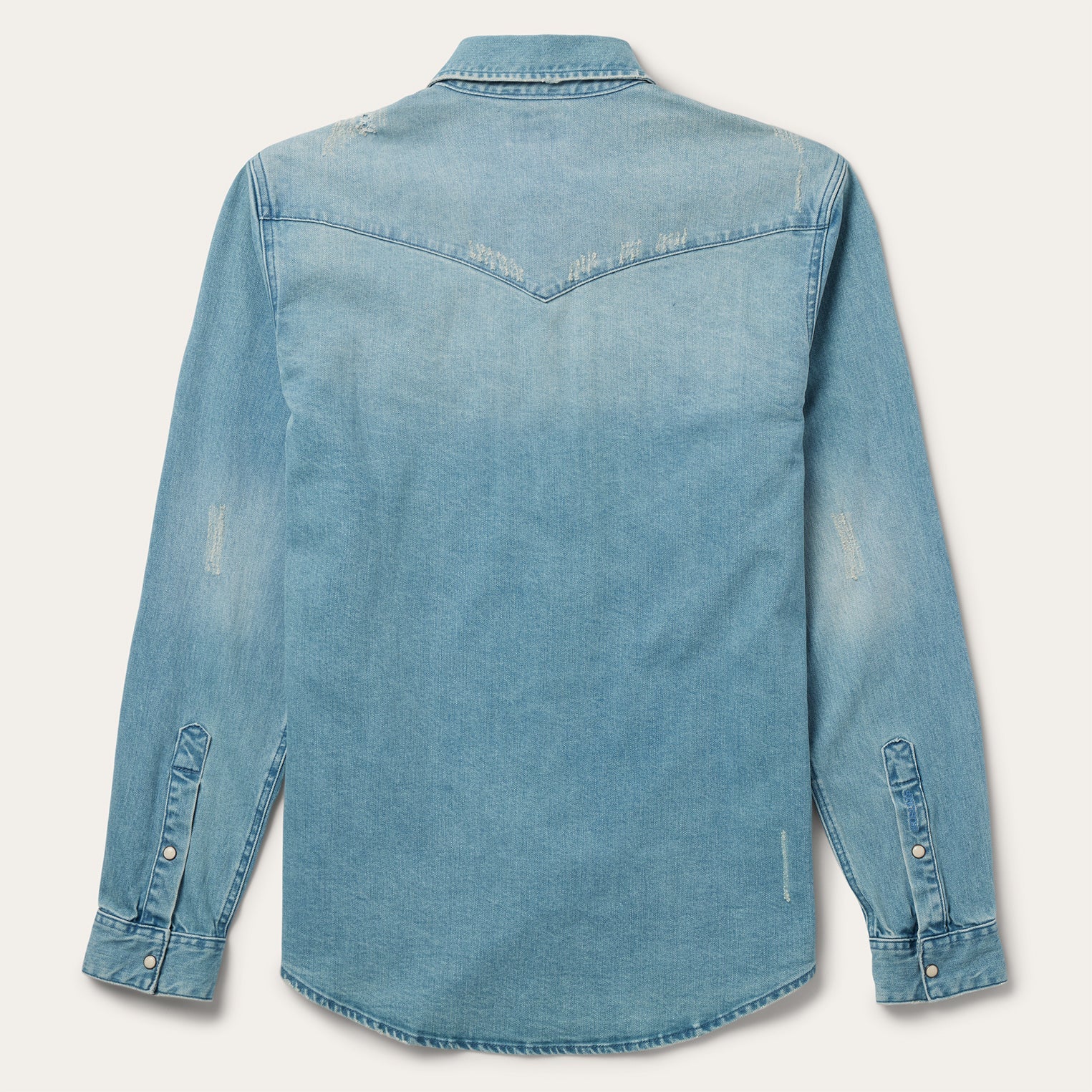 Distressed Denim Western Shirt Blue | Stetson Men