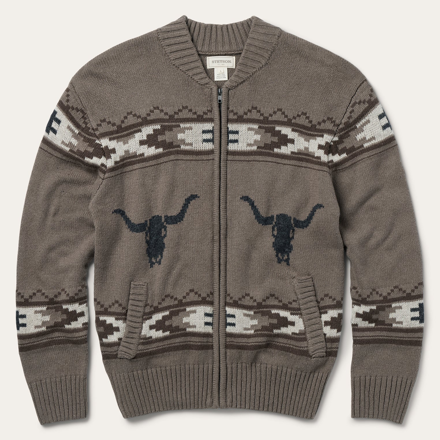 Longhorn Cardigan Brown | Stetson Men