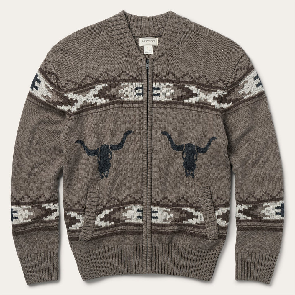 Longhorn Cardigan Brown | Stetson Men