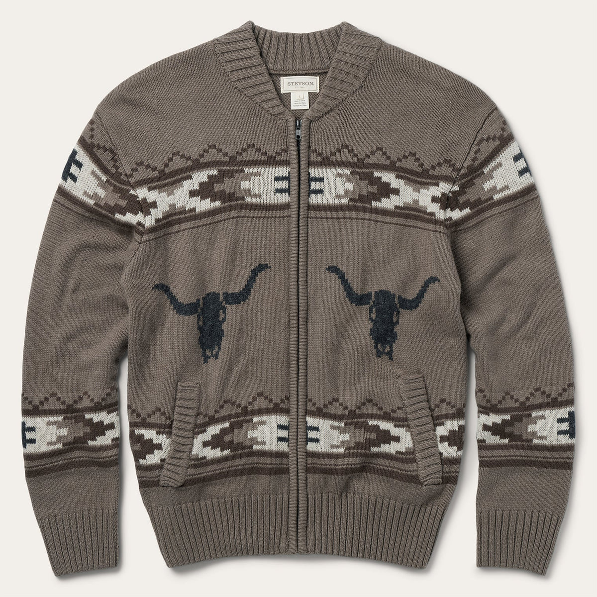 Longhorn Cardigan Brown | Stetson Men