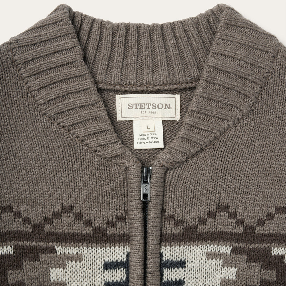 Longhorn Cardigan Brown | Stetson Men