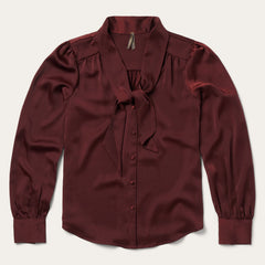 Wine Satin Blouse Red | Stetson Women