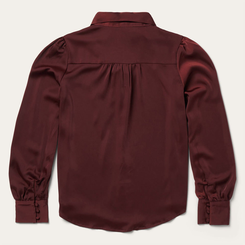 Wine Satin Blouse Red | Stetson Women
