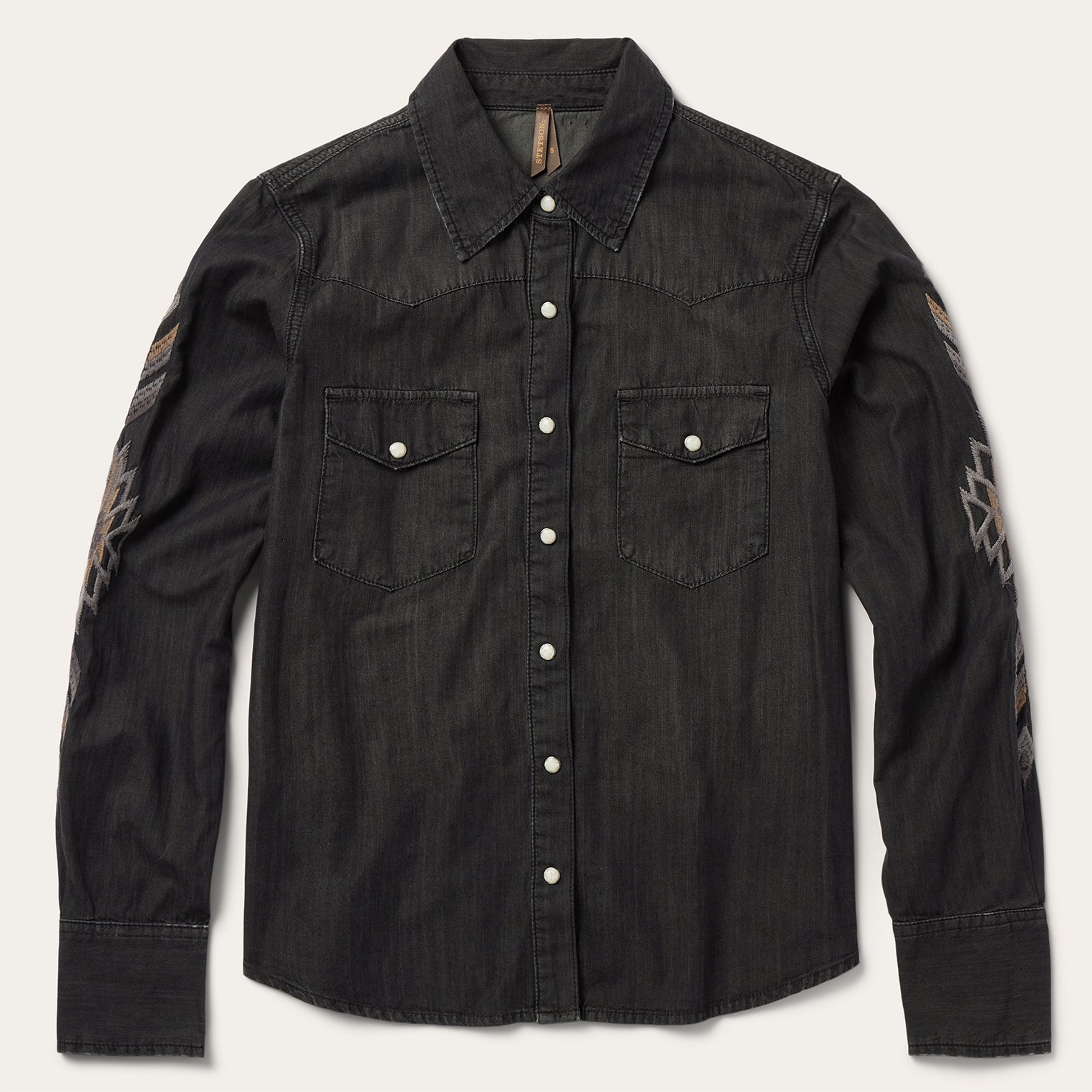 Embroidered Black Denim Shirt Black | Stetson Women