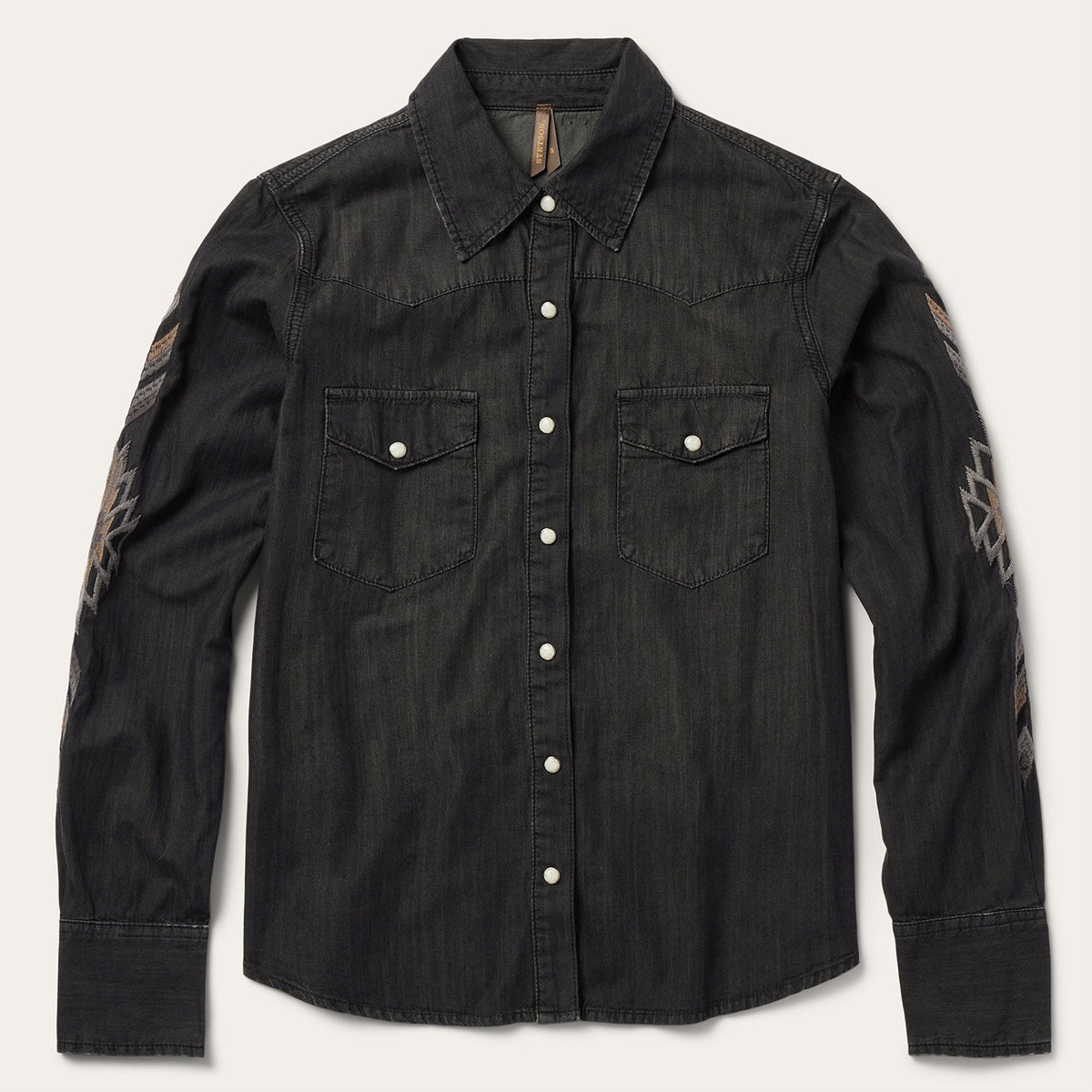 Embroidered Black Denim Shirt Black | Stetson Women