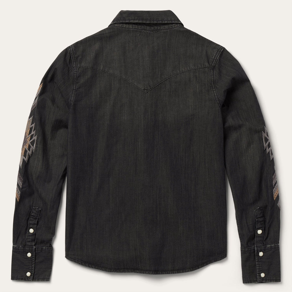 Embroidered Black Denim Shirt Black | Stetson Women