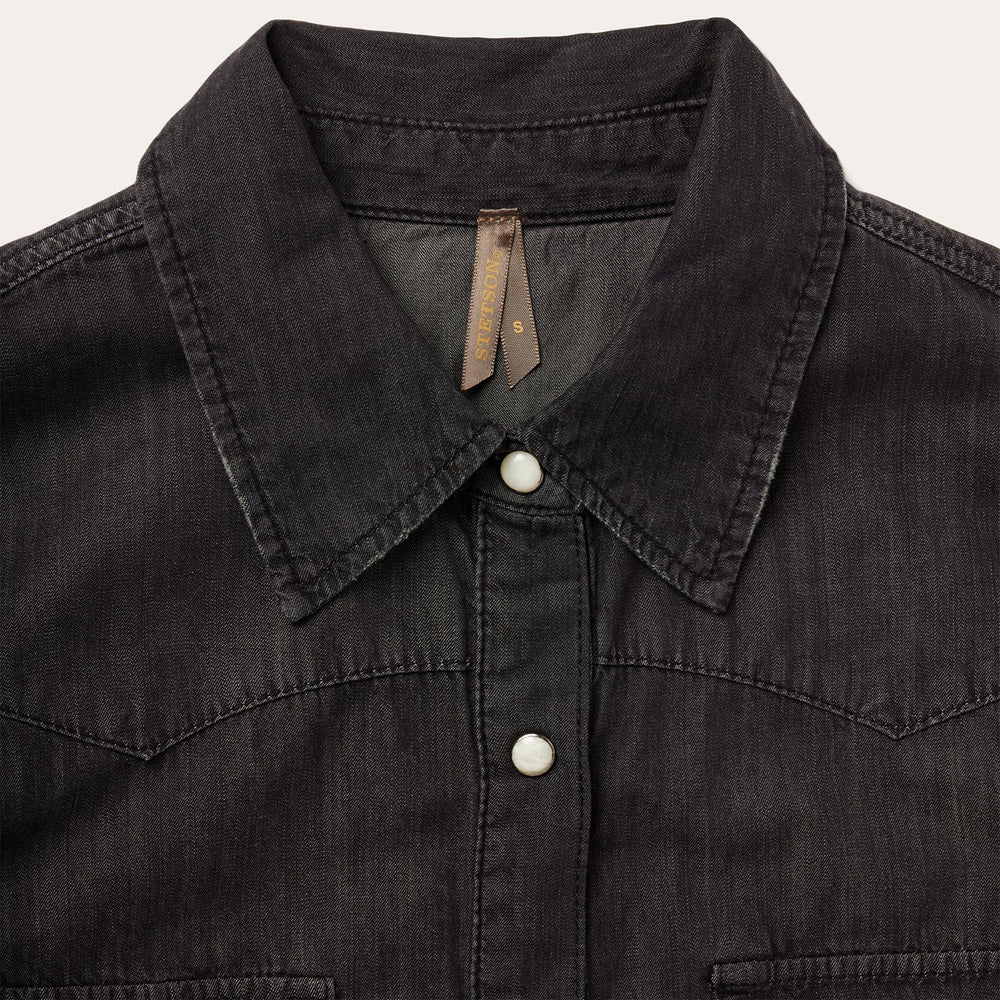 Embroidered Black Denim Shirt Black | Stetson Women