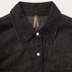 Embroidered Black Denim Shirt Black | Stetson Women