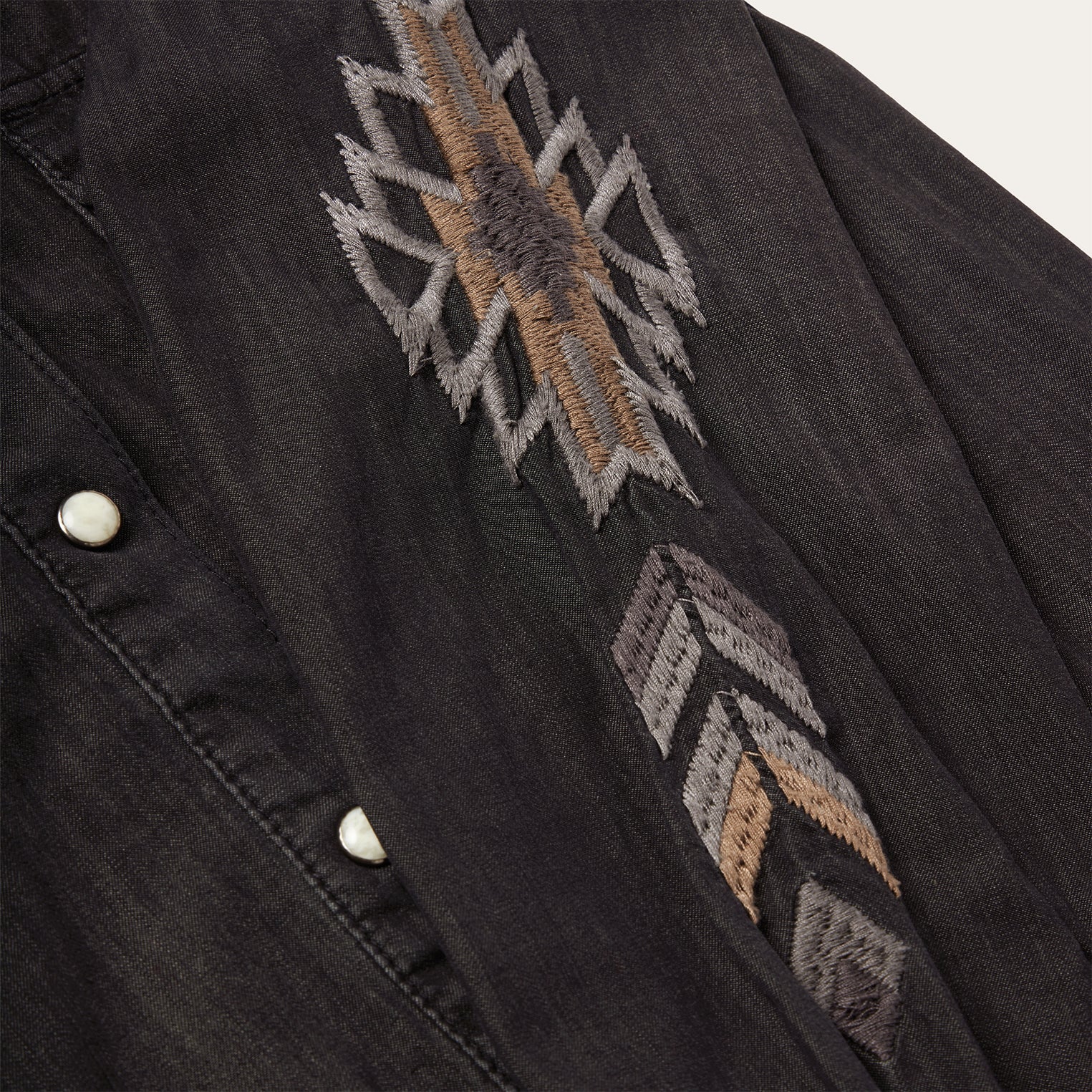 Embroidered Black Denim Shirt Black | Stetson Women
