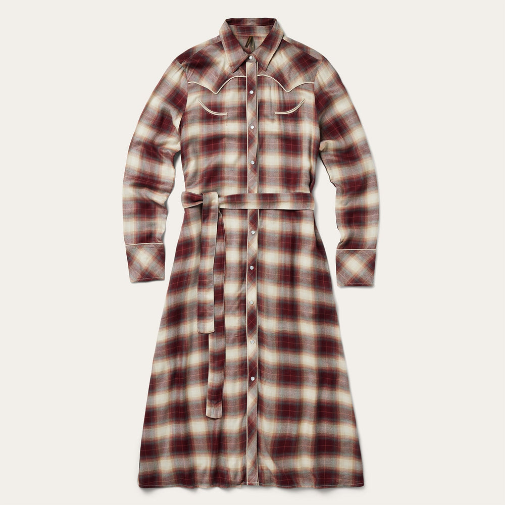 Black Cherry Plaid Shirt Dress Red | Stetson Women