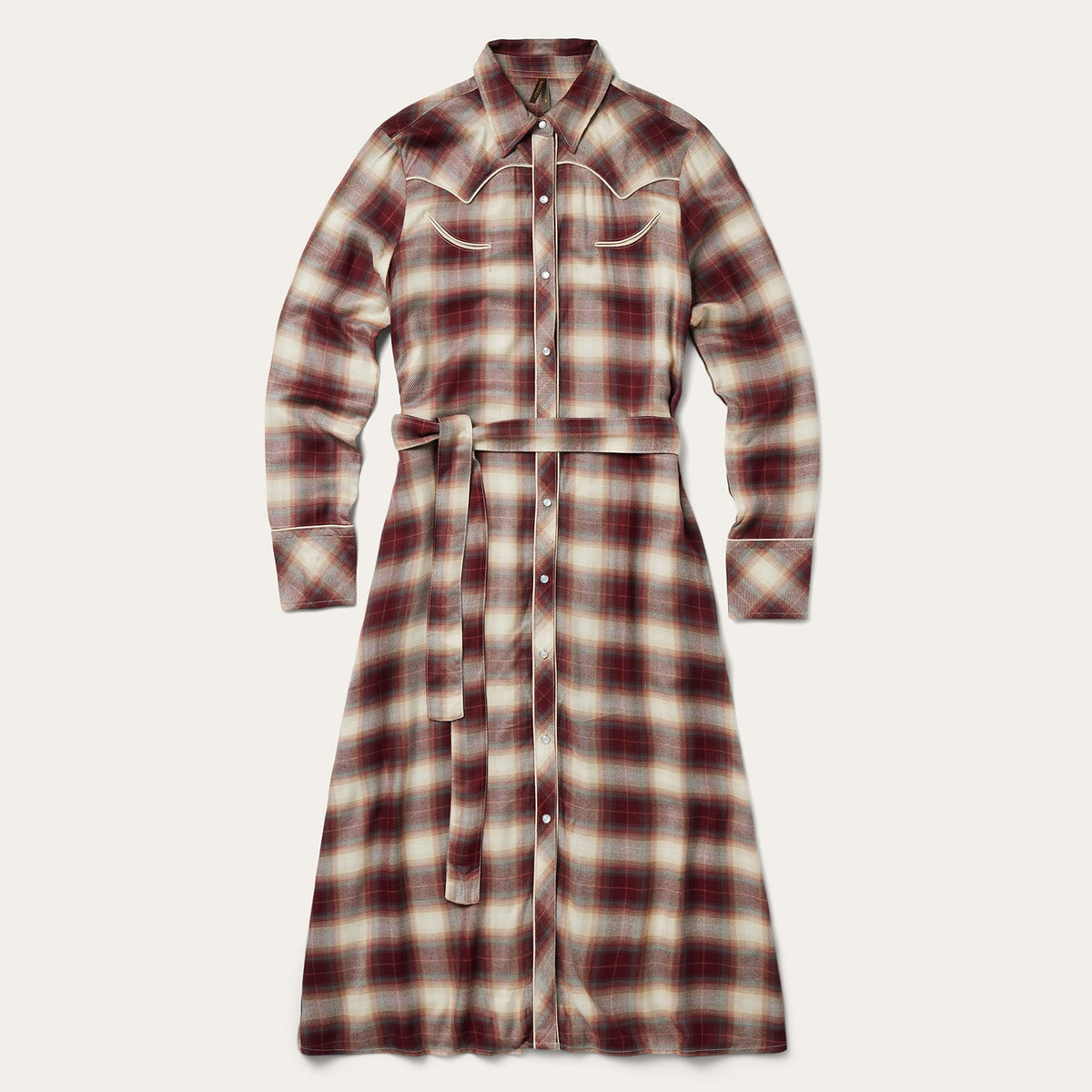 Black Cherry Plaid Shirt Dress Red | Stetson Women