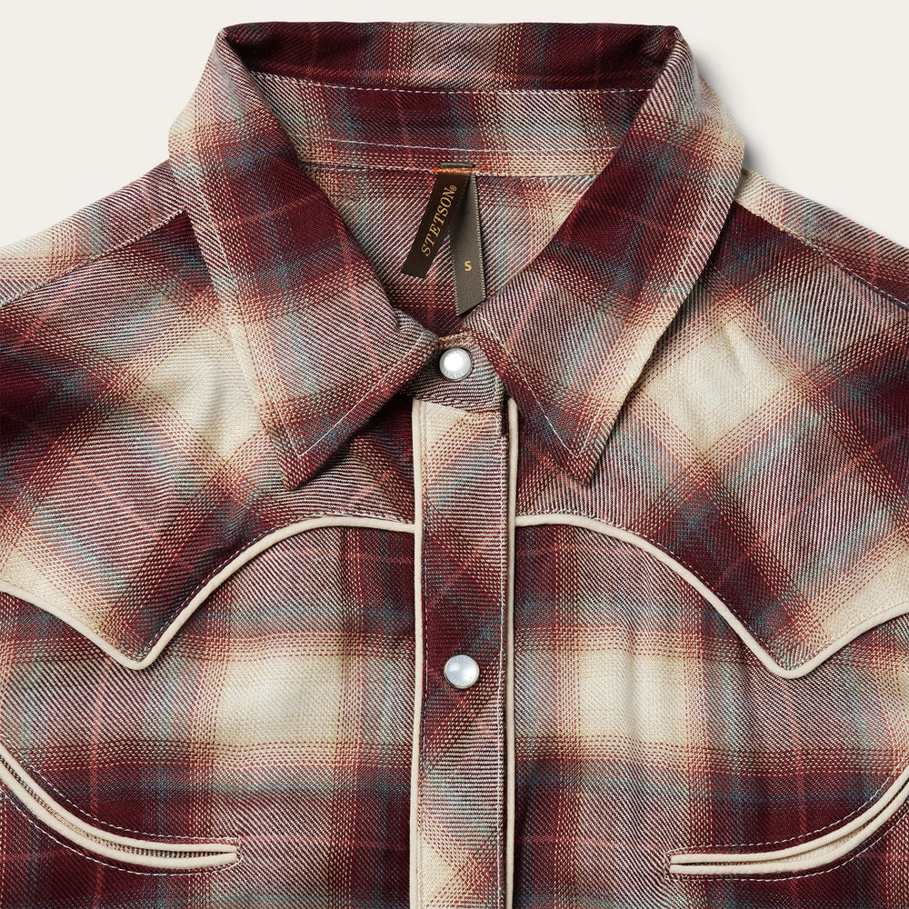 Black Cherry Plaid Shirt Dress Red | Stetson Women