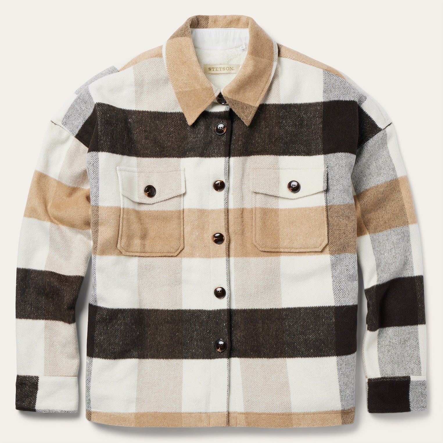Oversize Plaid Shirt Jacket Brown | Stetson Women