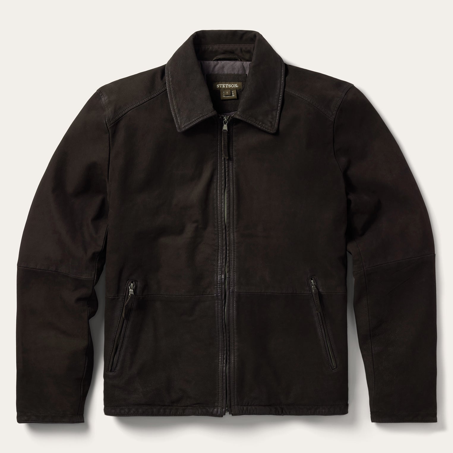 Zip Front Suede Leather Jacket Brown | Stetson Men