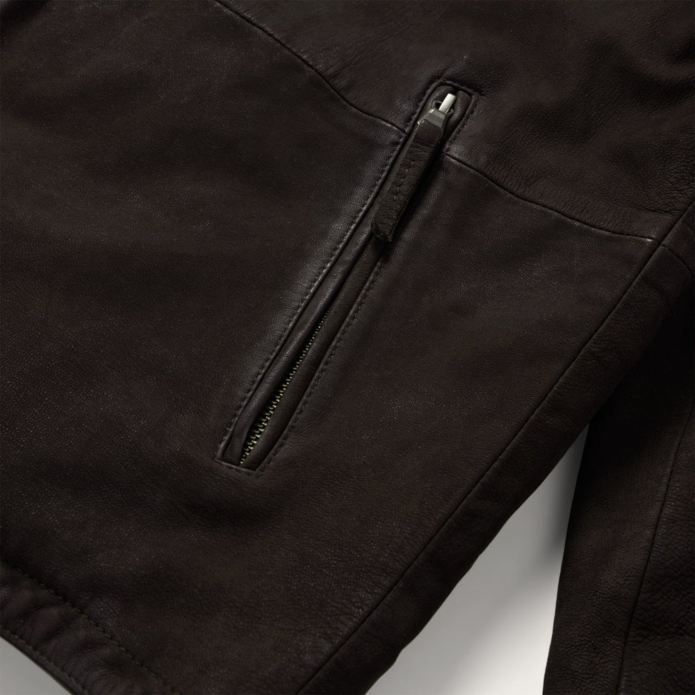 Zip Front Suede Leather Jacket Brown | Stetson Men
