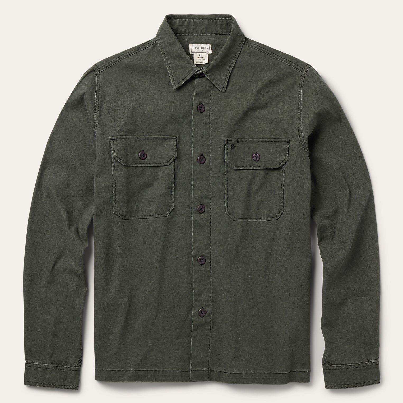 Stretch Canvas Jac-Shirt Green | Stetson Men