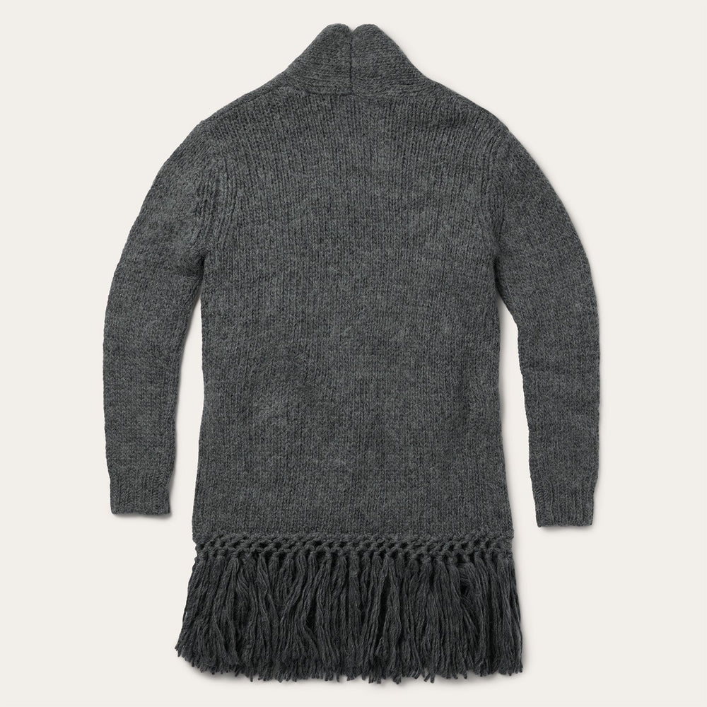 Charcoal Fringed Cardigan Grey | Stetson Women