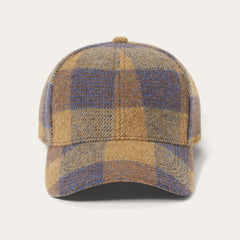 Wool Check Baseball Cap Cognac/Sand/Blue | Stetson Hats