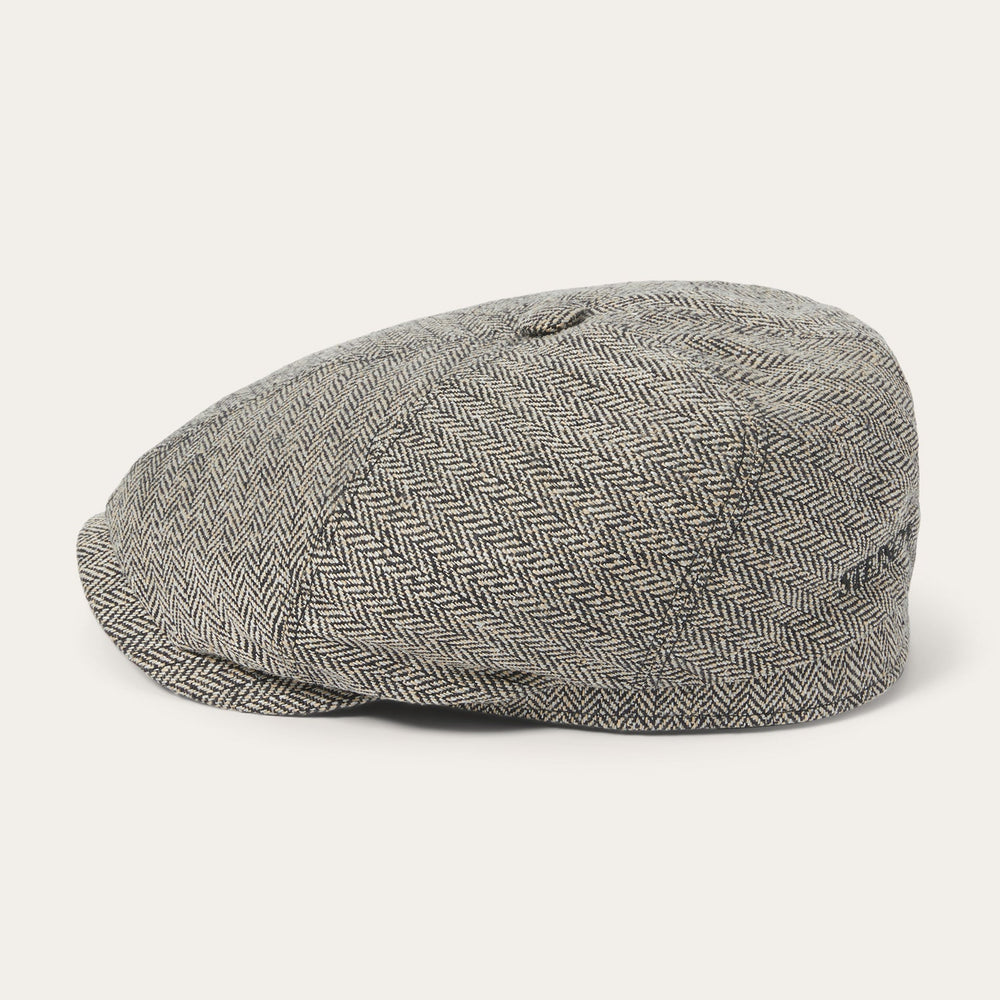 Silk Six-Panel Cap Black/Brown Herringbone | Stetson Hats