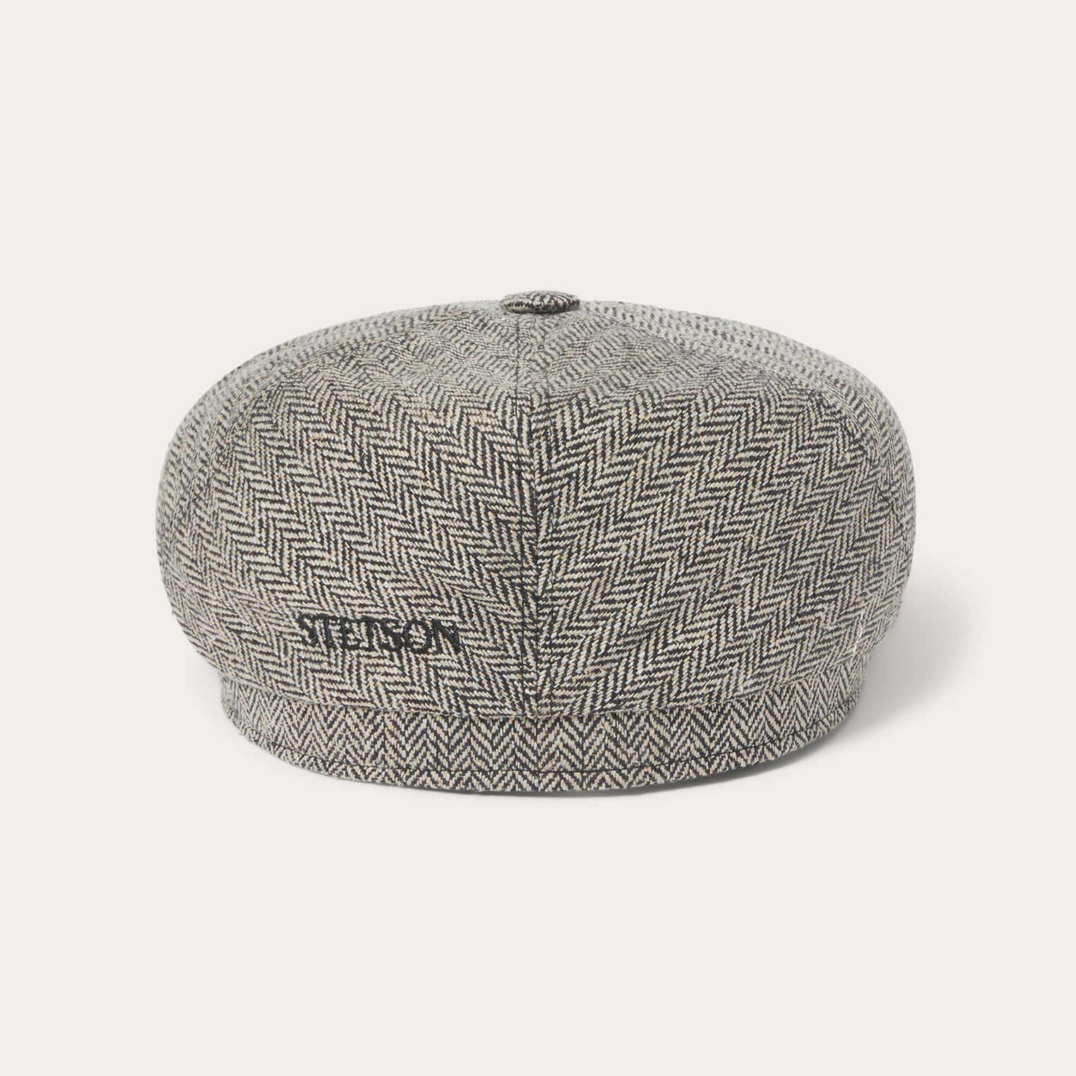 Silk Six-Panel Cap Black/Brown Herringbone | Stetson Hats