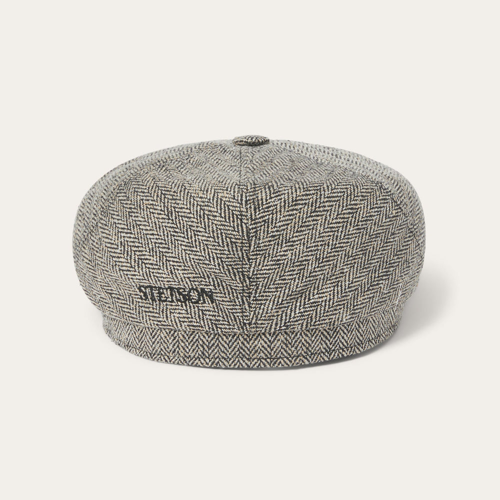 Silk Six-Panel Cap Black/Brown Herringbone | Stetson Hats