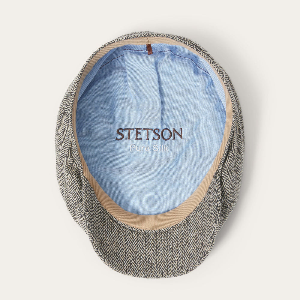 Silk Six-Panel Cap Black/Brown Herringbone | Stetson Hats