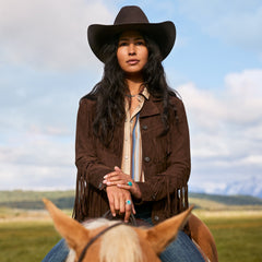 Fringe Suede Jacket Chocolate | Stetson Women