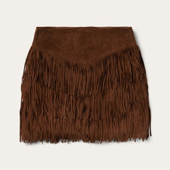 Lamb Suede Fringe Mini Skirt Brown | Stetson Women