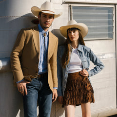 Lamb Suede Fringe Mini Skirt Brown | Stetson Women