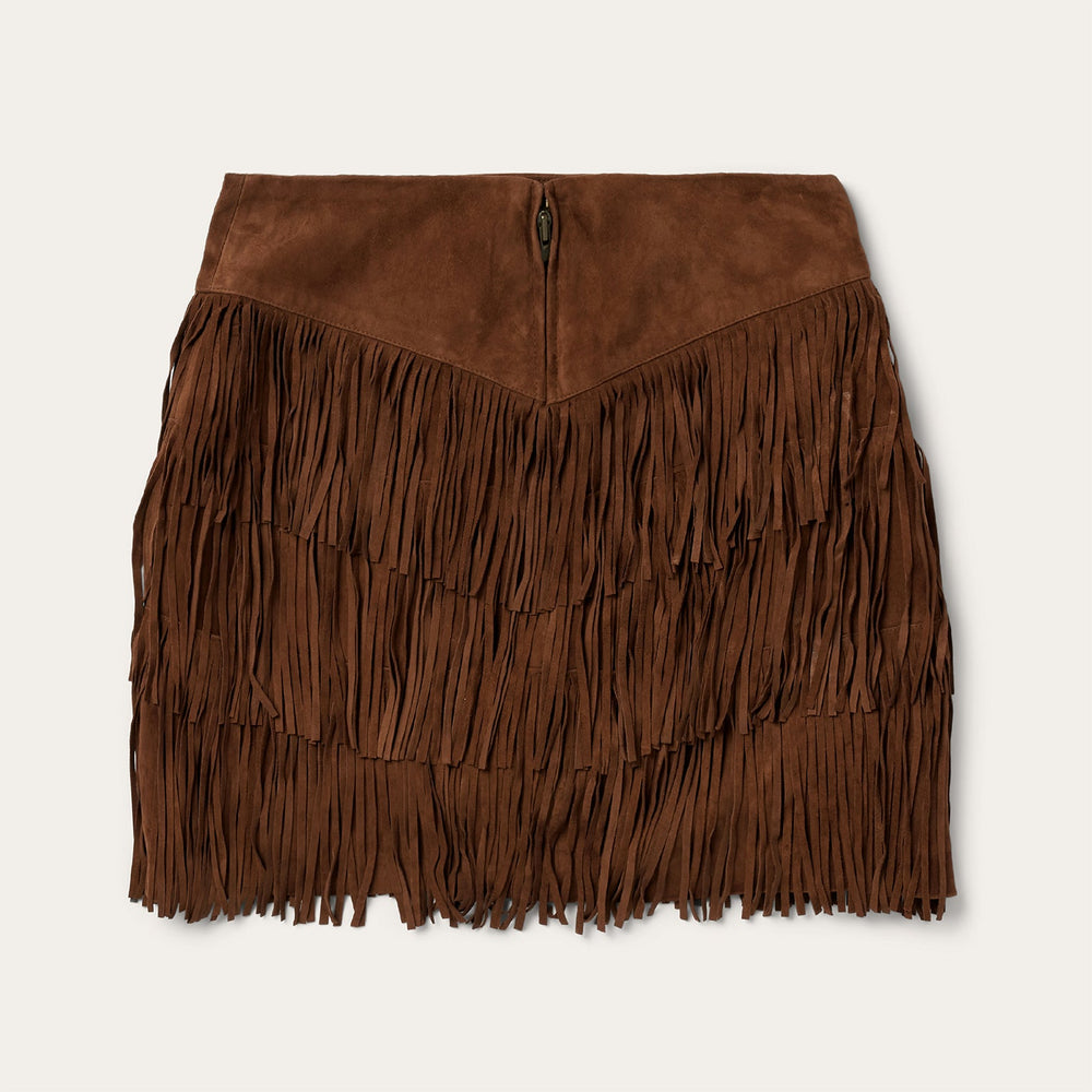 Lamb Suede Fringe Mini Skirt Brown | Stetson Women