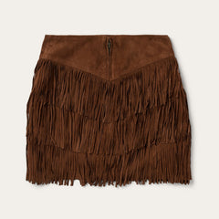 Lamb Suede Fringe Mini Skirt Brown | Stetson Women