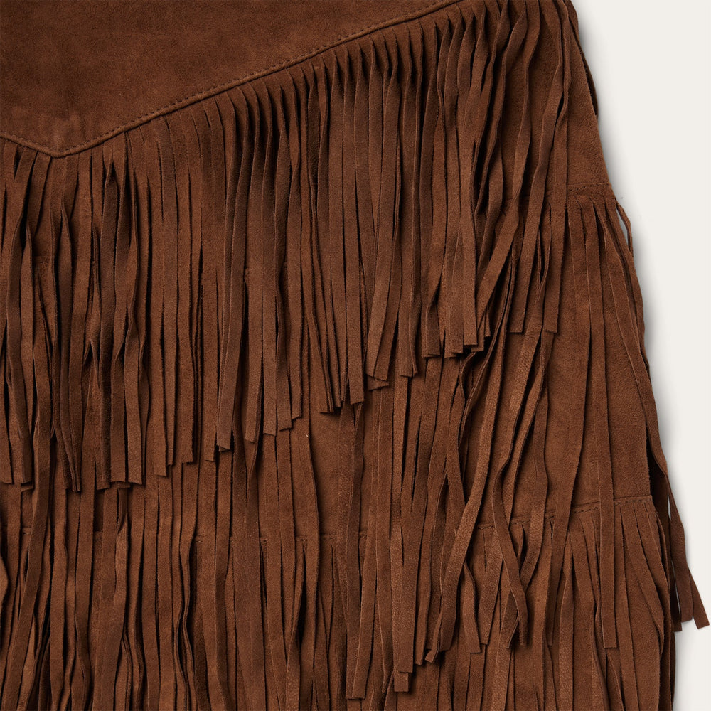 Lamb Suede Fringe Mini Skirt Brown | Stetson Women