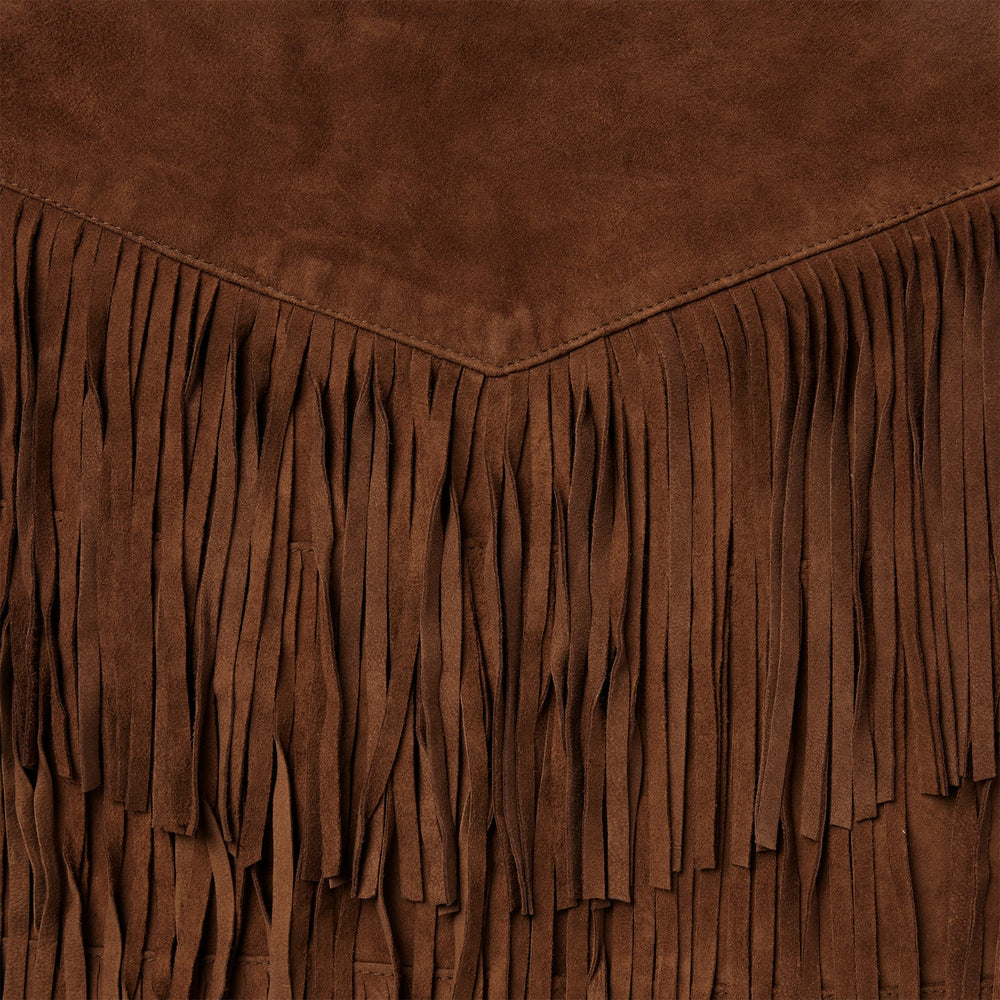 Lamb Suede Fringe Mini Skirt Brown | Stetson Women