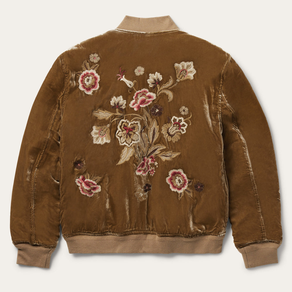 Embroidered Velvet Bomber Jacket Copper | Stetson Women