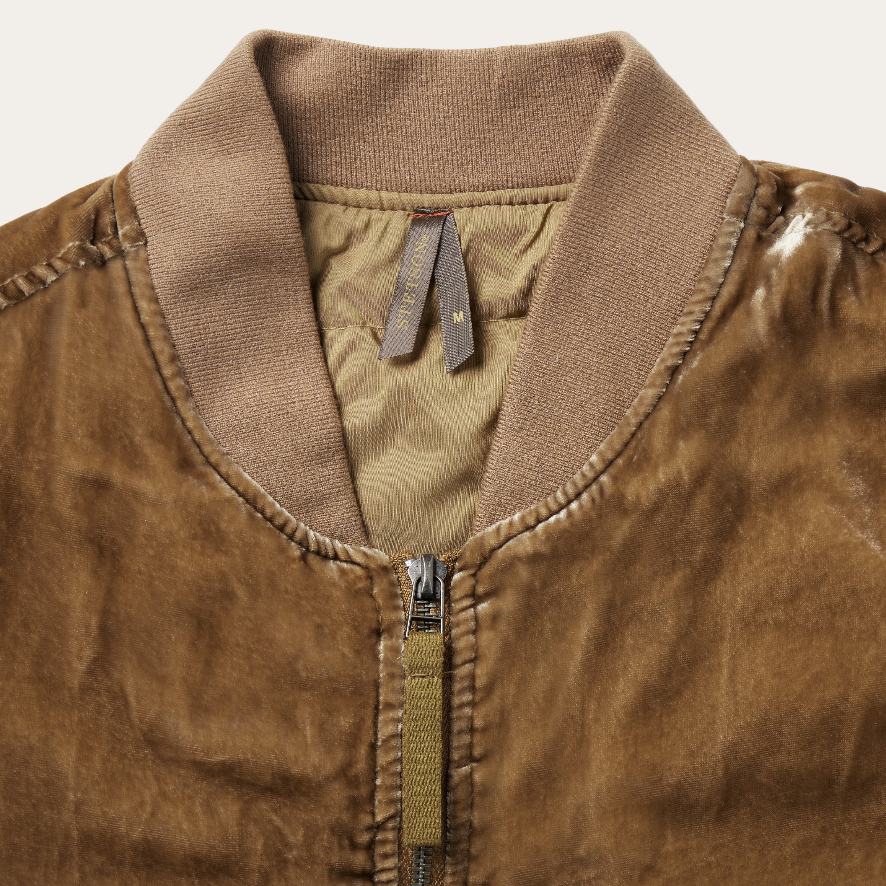 Embroidered Velvet Bomber Jacket Copper | Stetson Women