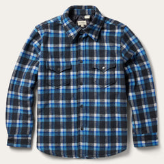 Blue Plaid Quilted Shirt Jacket Blue | Stetson Men
