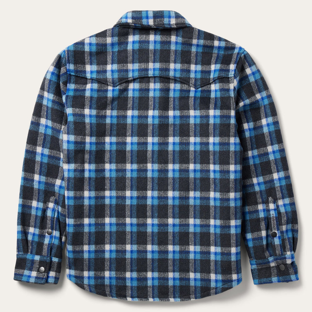 Blue Plaid Quilted Shirt Jacket Blue | Stetson Men