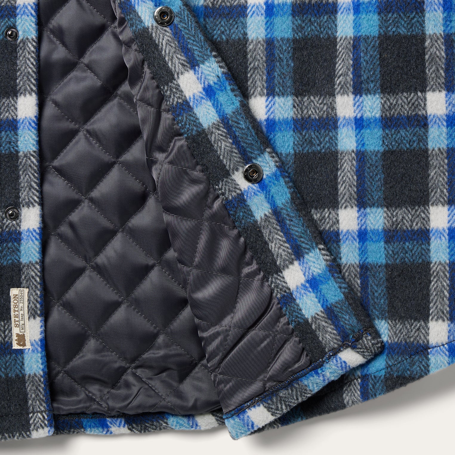 Blue Plaid Quilted Shirt Jacket Blue | Stetson Men