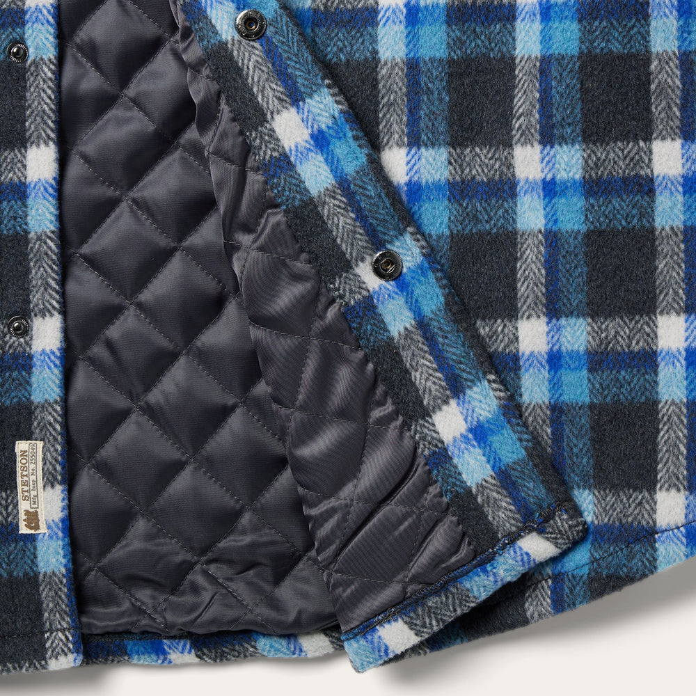 Blue Plaid Quilted Shirt Jacket Blue | Stetson Men